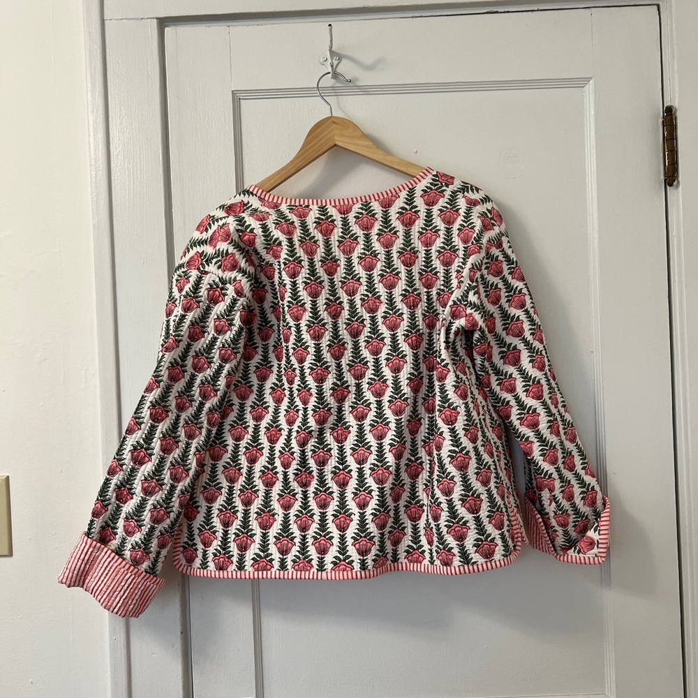 Handmade Reversible Lightweight Quilted Jacket - Paisley Floral & Stripes - Picture 2 of 3